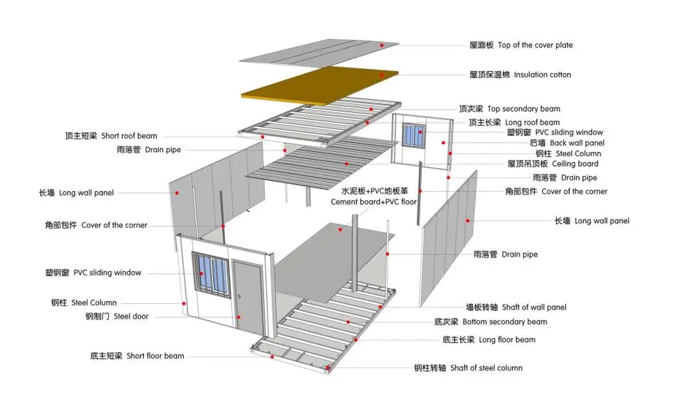 Double Wing Folding Container House 20ft 40ft Prefab Portable Home with Full Set Living Facilities