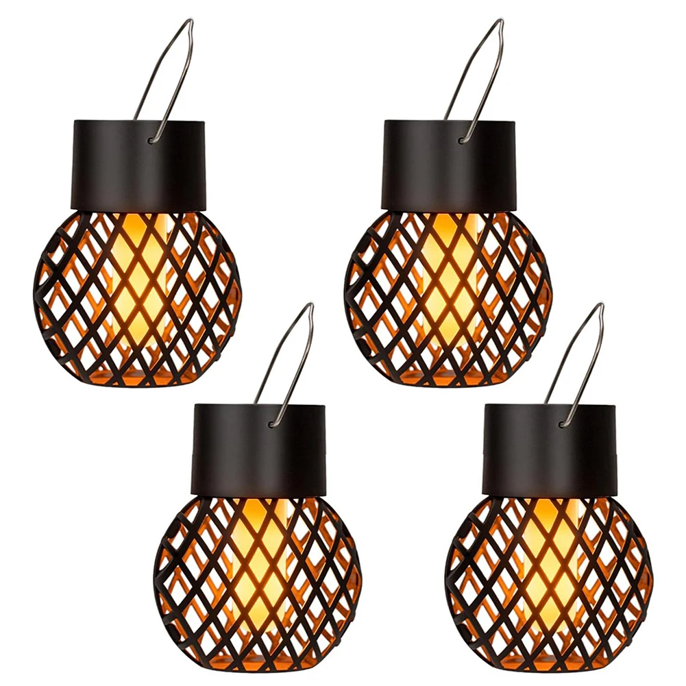 4 PCS Solar Lanterns Outdoor Waterproof LED Solar Light with Flickering Flame Solar Lantern for Yard Patio Tree Camping