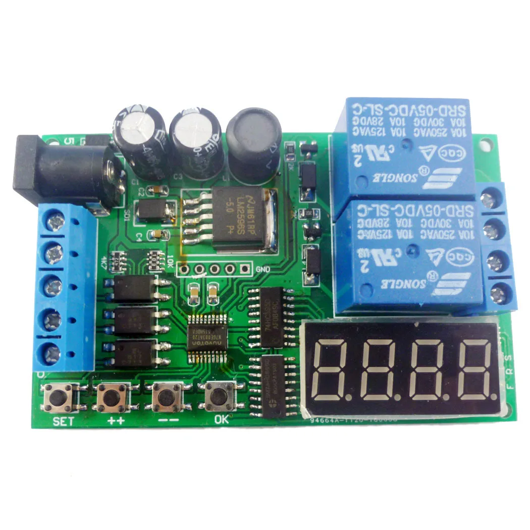 

DC 6.5-25V Cycle Delay Relay Module 0.1s-9999min Adjustable Time Control Switch Multifunctional Motor Forward Reverse Controller