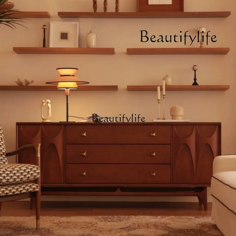 

solid wood dining side cabinet designer is surprised by the quiet wind retro bucket cabinet, entrance cabinet against the wall