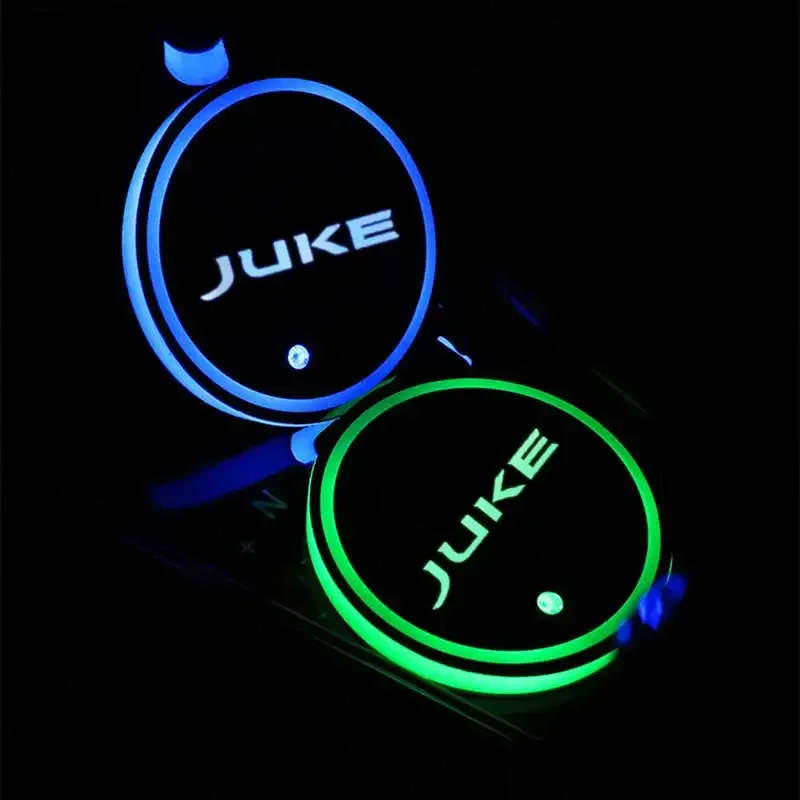 

7Colors LED Atmosphere Lights Car Cup Holder Pad Changing USB Luminous Coaster For Juke Auto Accessories