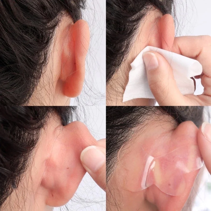 Pegatinas de oreja de elfo, parche de corrección de lóbulo de oreja Invisible reutilizable en forma de mariposa, cinta impermeable de silicona para parche de soporte de oreja