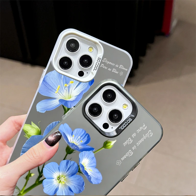 Beautiful Blue FlowersPhone Case for Samsung Galaxy S23 S24 S25 S22 Ultra S21 Plus FE A56 A36 A26 5G A16 A06 4G Note 20 Cover