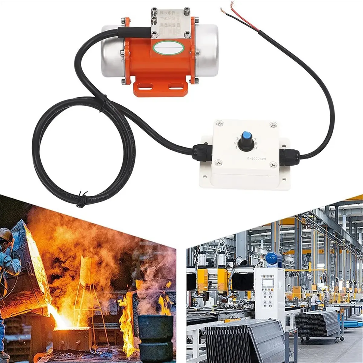 50W DC12V Electric Vibration Motor with Speed Controller Brushless High-Speed Motor Alloy Concrete Vibrator 4000rpm-A56M