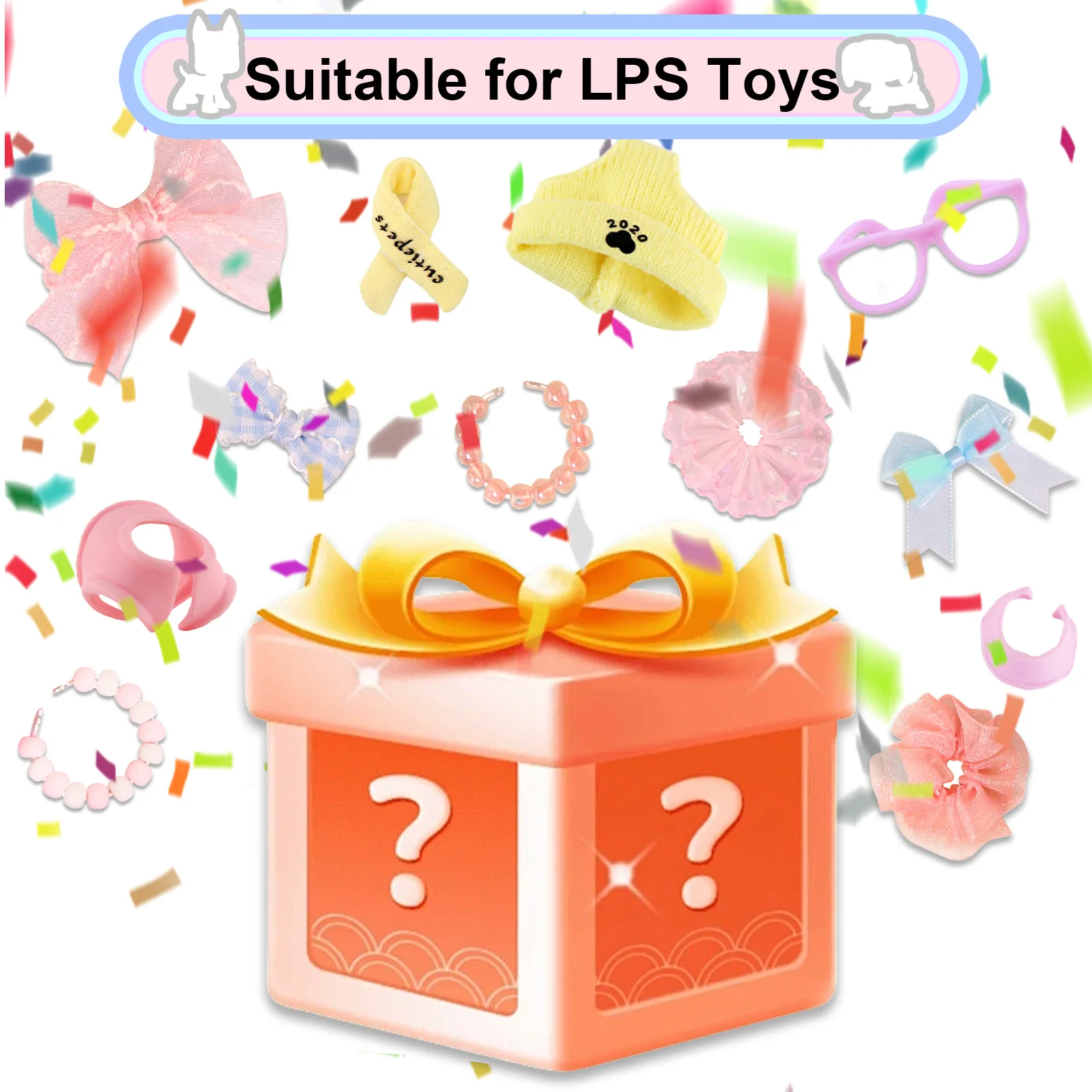 

LPS Pet Shop Mini Pet Random Pack 7/15/25/35pcs Accessories Rare Hat Collar Necklace Scarf Hat Chair Wings Glasses Necklace