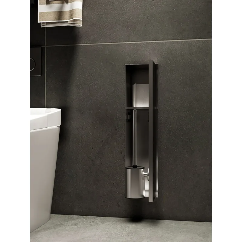 Embedded toilet brush rack stainless steel premium tissue storage custom spray gun wall cabinet wall locker