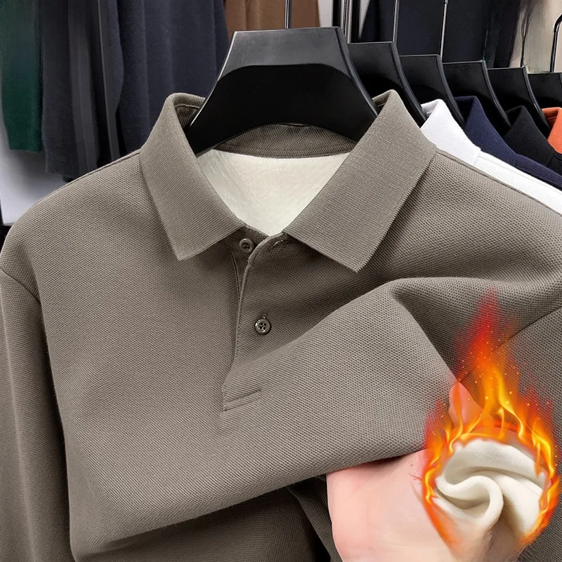 

Мужская теплая зимняя рубашка с длинным рукавом из чистого хлопка, с утолщенным воротником, для делового повседневного стиля, для мужчин среднего возраста, высококачественная, цветная