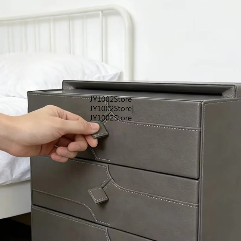 Leather Smart Jewelry Safe Intelligent Fingerprint Jewelry Box Leather Biometric Safe Drawer for Home Office Commercial Use