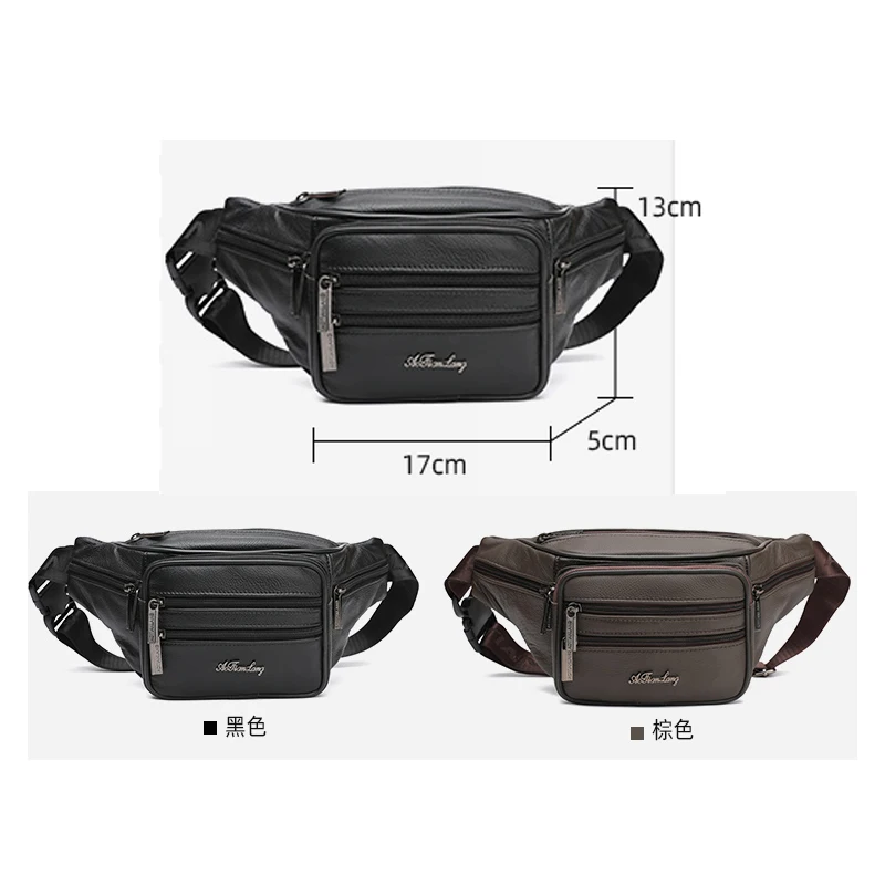 Genuine Leather Waist Bag Men Shoulder Chest Bags Motorcycle Fanny Pack Husband Phone Pouch Sports Belt Tactical Bags Hip Sack