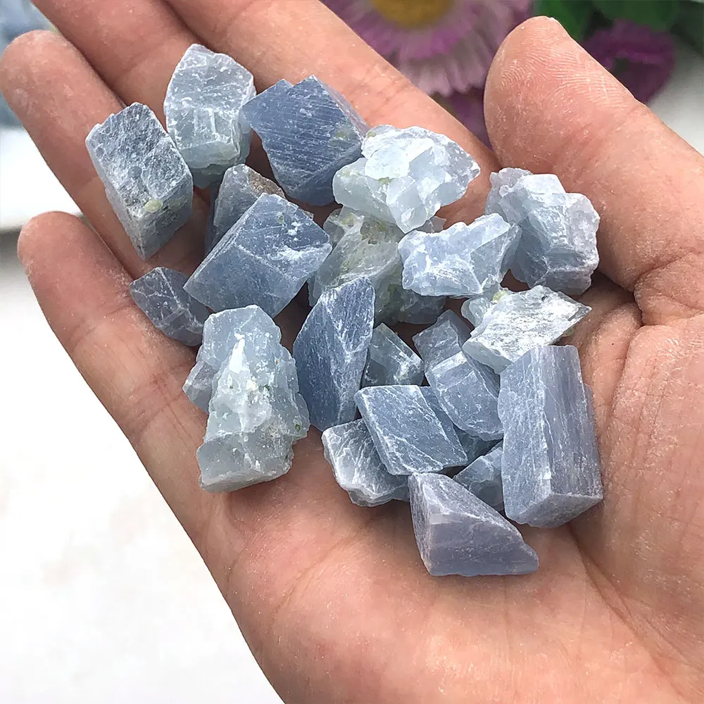 50g/Pack Bulk Natural Raw Blue Calcite Rough Stone Chip Quartz Crystals Rock Healing Reiki Mineral Aquarium Home Room Decoration