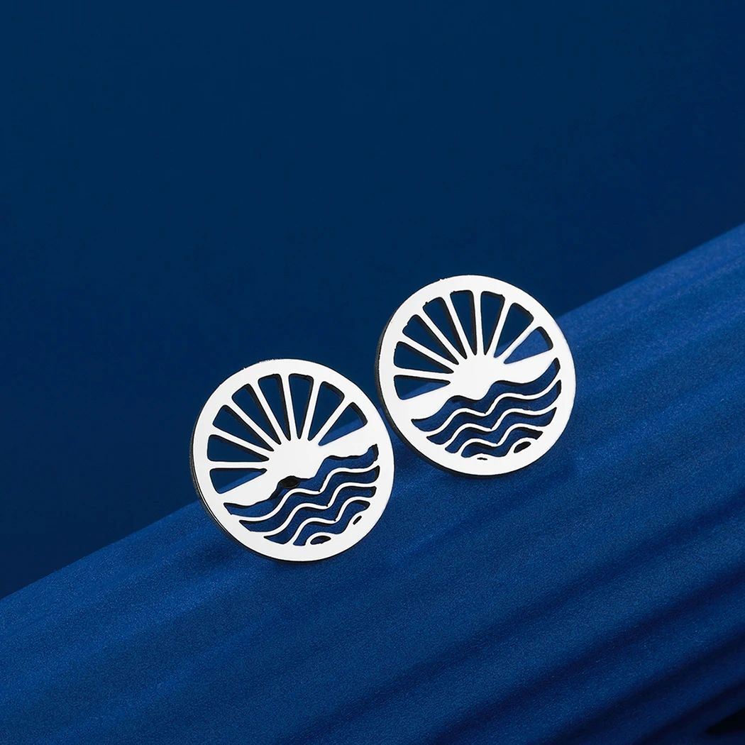 

Cxwind Simple Laser Engraving Fashion Stainless Steel Sunset Earrings stainless steel wanderlust accessory gift New year gift