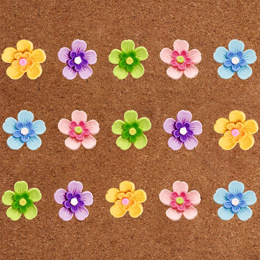 15pcs Small Flower Thumbtacks Multi-Function Push Pins For Map Markers Home Office Decoration Cork Board Accessories Compact