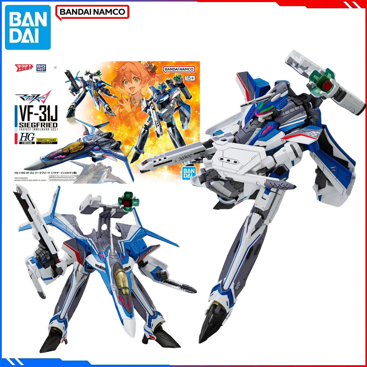

Подлинная Bandai, оригинальная фигурка Macross, наборы моделей HG 1/100, аниме VF-31J Siegfried Hayate Immelmann, экшн-модель, рождественские игрушки