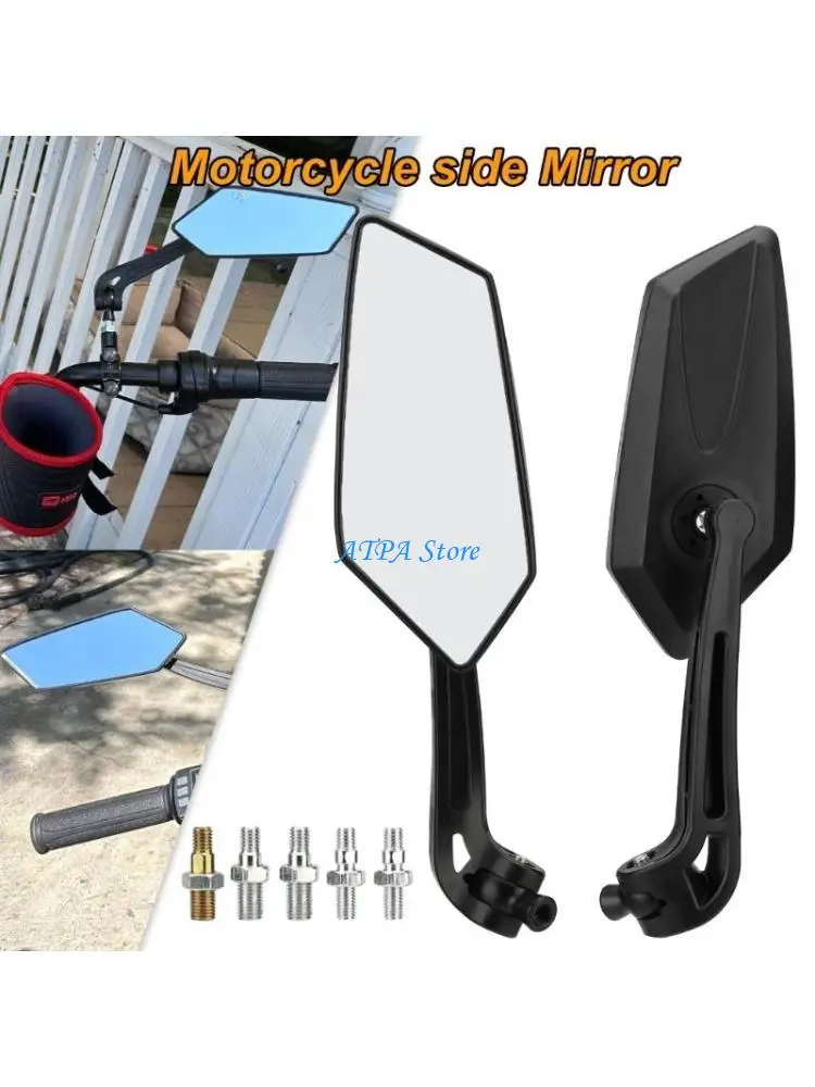 

U13C 1Pair Rearview Side Mirrors Scooter Adjustable Rotating Mirrors with Bolt