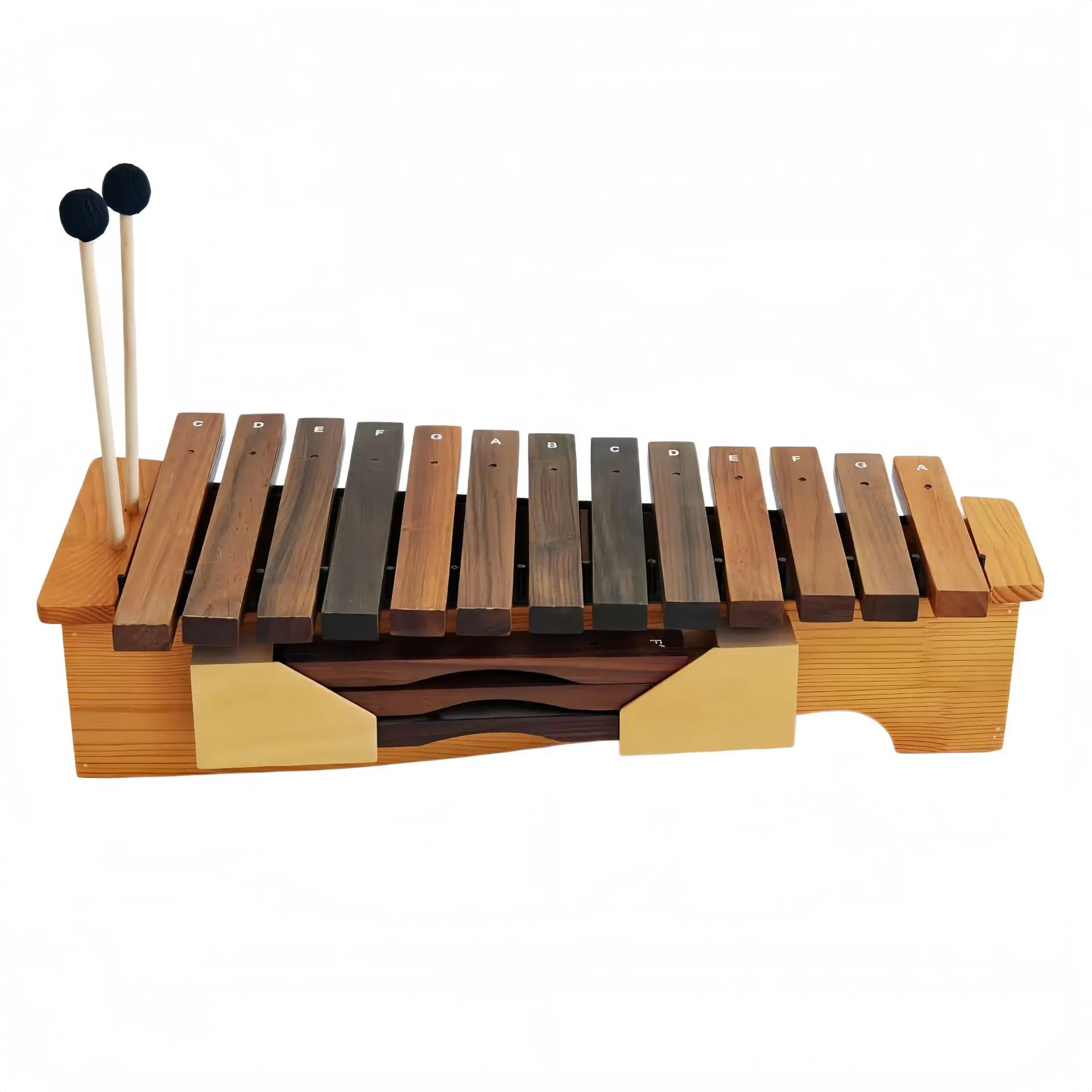 Xylophone 13 Notes, High Medium Low Pitch Wooden Xylophone, Hand Struck Instrument, Portable Musical Box for Kids and Adults