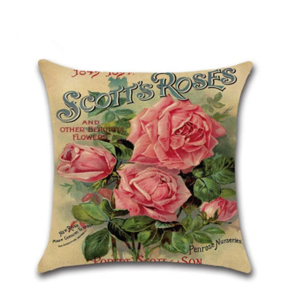 CIFBUY New American Country Roses Cushion Cover Decorative Throw Pillow Case for Sofa Car Home Textiles