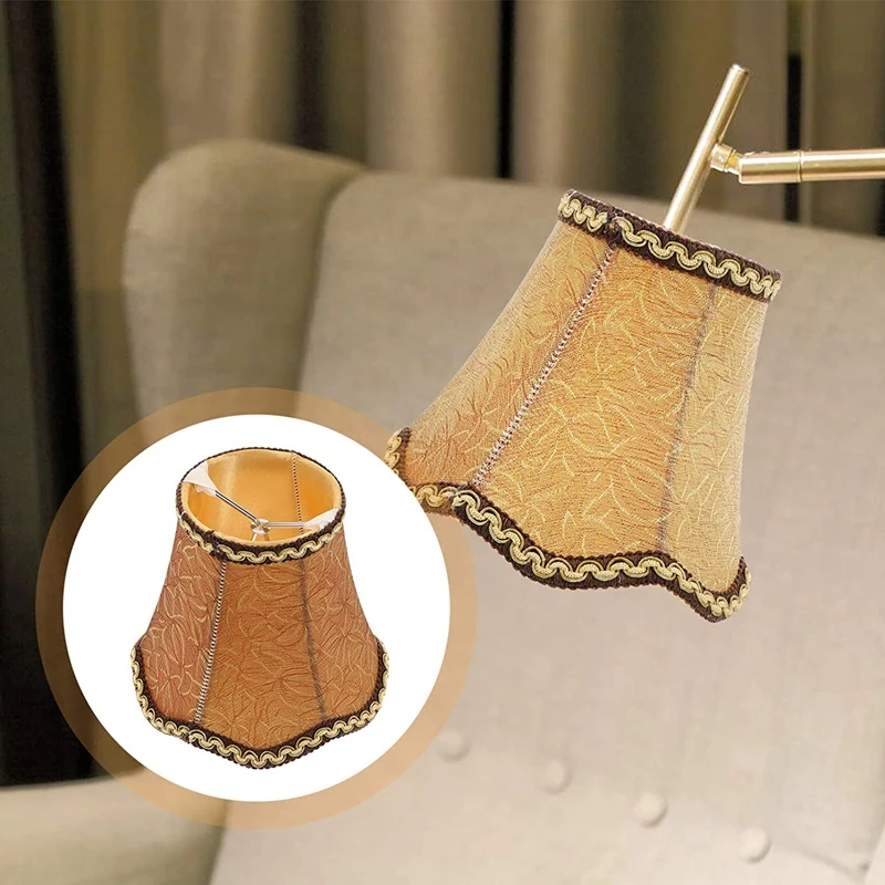 Chandelier Lamp Shades Fabric Cloth Clip On Light Shades Lamp Cover Drum Shade Lampshade Bulb Cover For Floor Lamp 13Cm