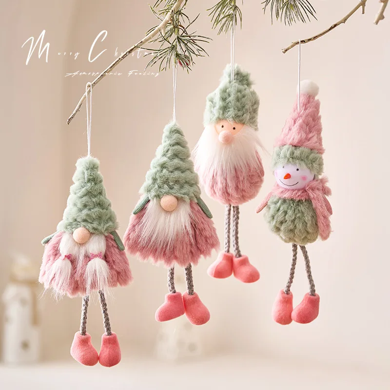 زينة عيد الميلاد سانتا كلوز ثلج دمية شجرة عيد الميلاد قلادة الديكور لوازم عيد الميلاد زخرفة ألعاب من القطيفة 1 قطعة