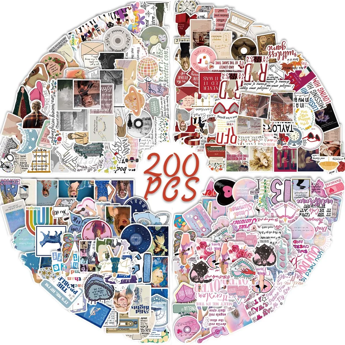 200Pcs Taylor Alison Swift Music Singer Varied Stickers Pack for Kid Graffiti Decal Scrapbooking Car Notebook Luggage Decoration