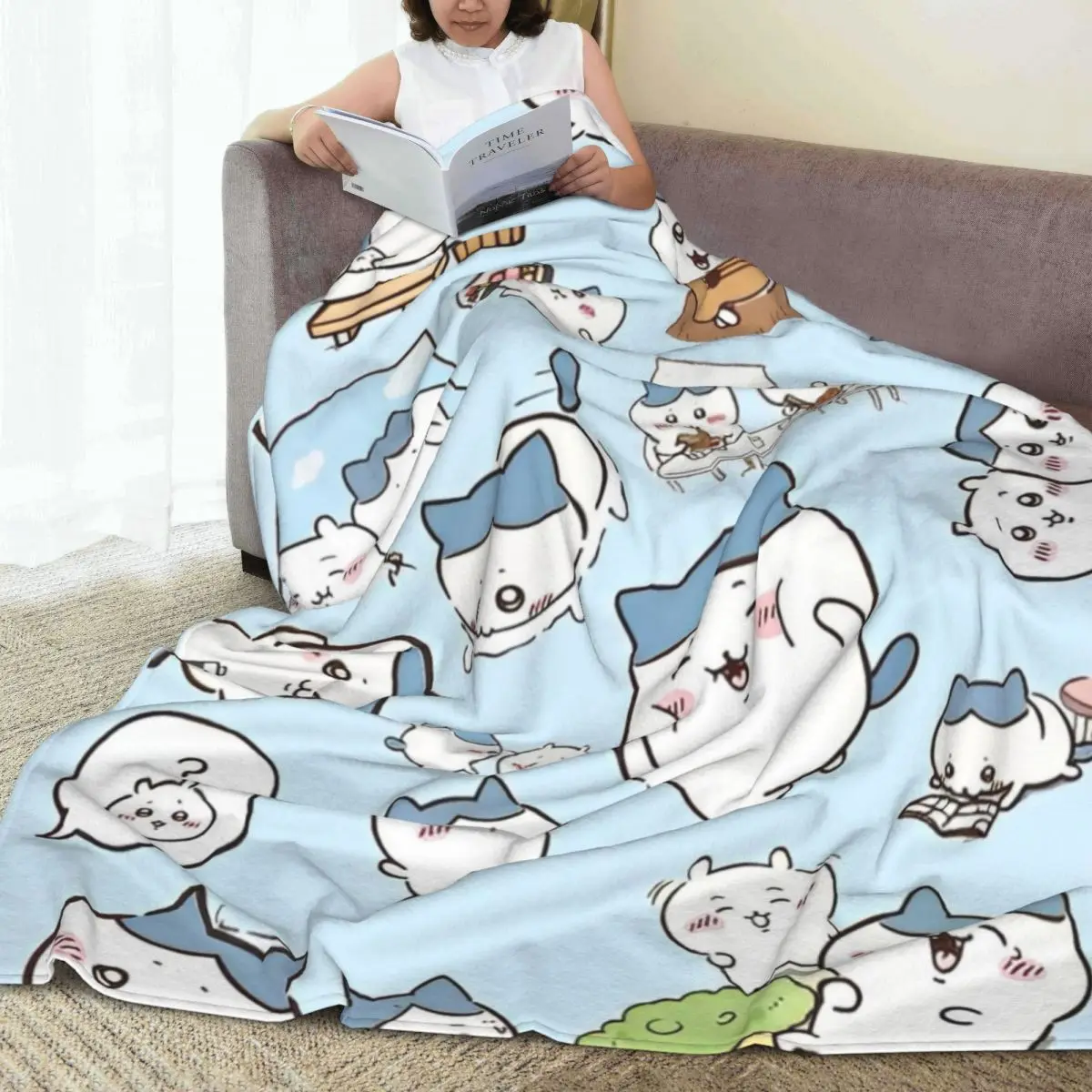 Cute Chiikawa Blanket Quality Warm Soft Throw Blanket Winter Travel Living Room Novelty Bedspread