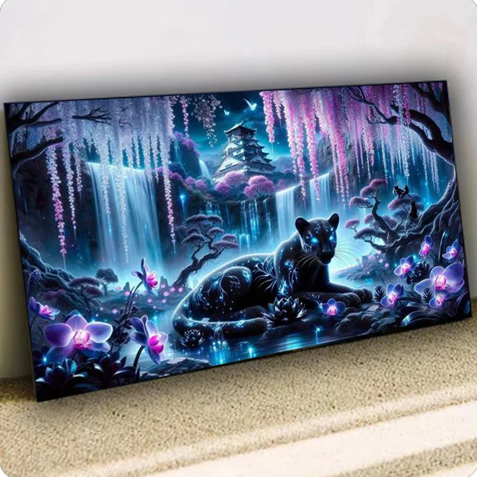 

5D DIY Diamond Painting Black Panther Fall Scenery Full Square/Round Diamond Mosaic Cross Stitch Art Home Decoration