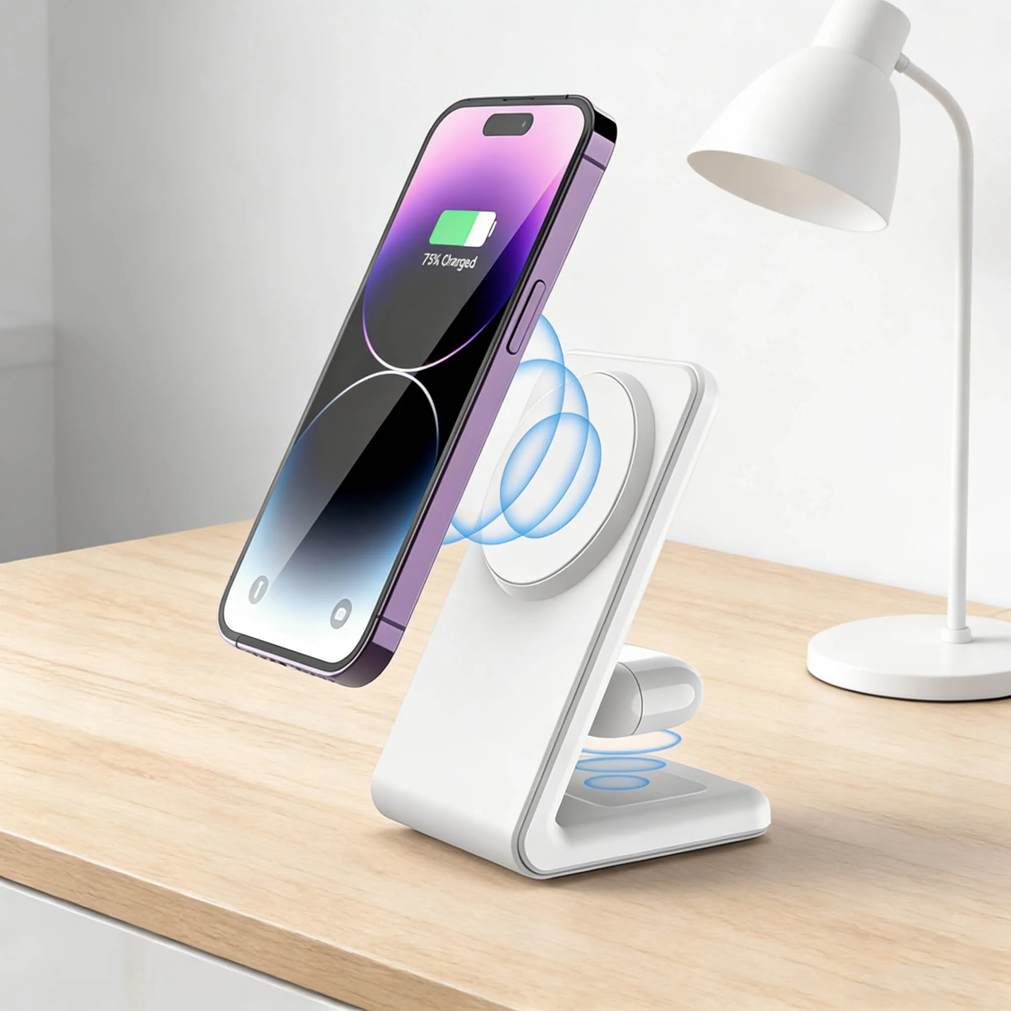 2 in 1 Wireless Charger Metal Shell Magnetic 15W Fast Charging Station Stand for iPhone 12-17 Mobile Phones Airpods Apple Watch