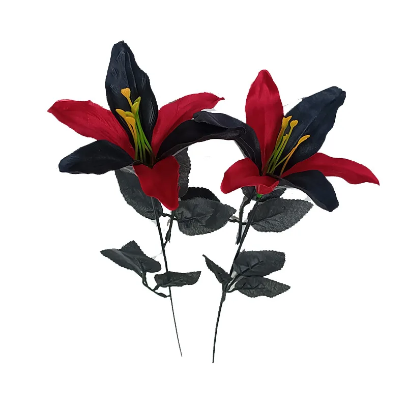 Halloween Decoration Black Red Lily Fake Flower Simulated  White Flowers Gothic Home Decors Mexican Day Of The Dead Ornament