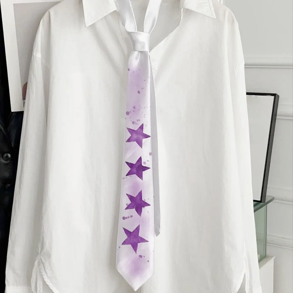 Creative Y2K Star Tie Narrow Adjustable Glossy Tie Hand Tied Sweet Unisex Necktie Party