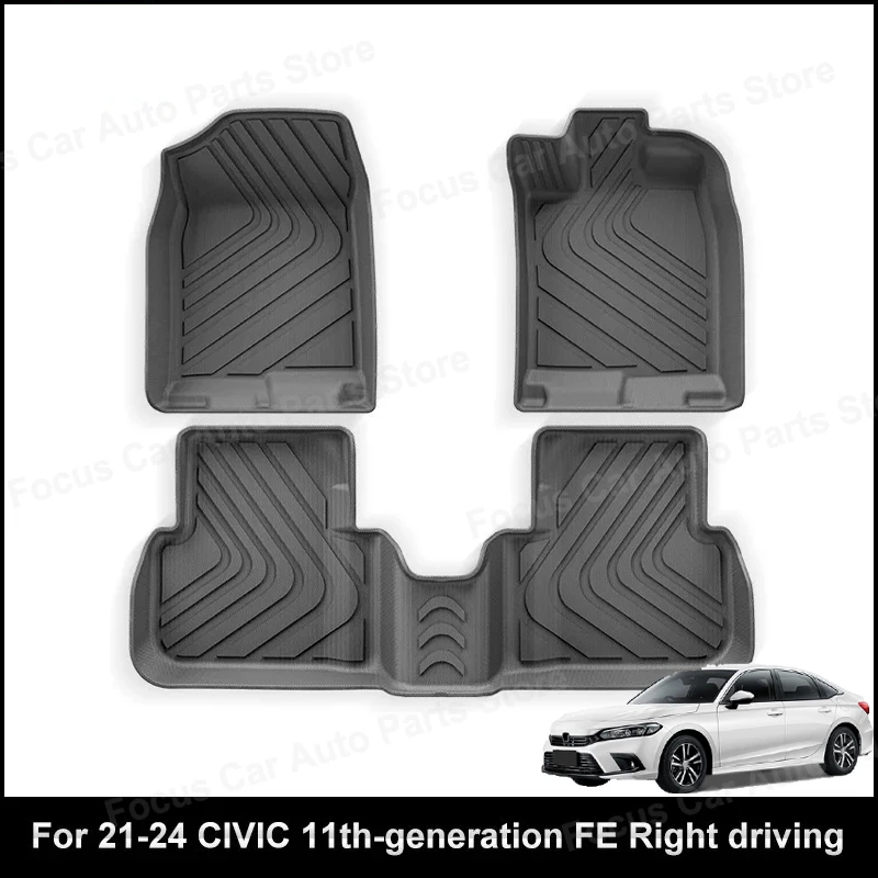 

For Honda CIVIC 11th 2021-2024 Car Trunk Mat TPE Floor Mats All Weather Anti-Slip Rear Trunk Mat Cargo Liner Anti Dirty Pads