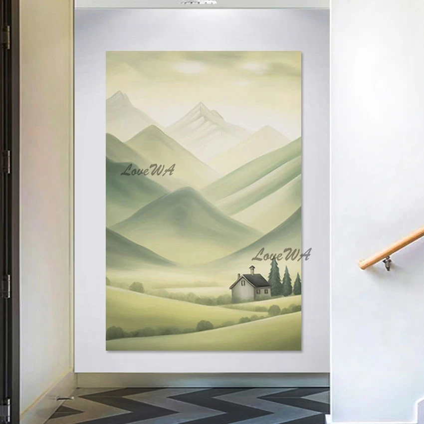 

Art Canvas Abstract Mountain Hand Drawing Decor Frameless Pictures Room Wall 100% Hand-painted Tree Natural Scenery Oil Painting