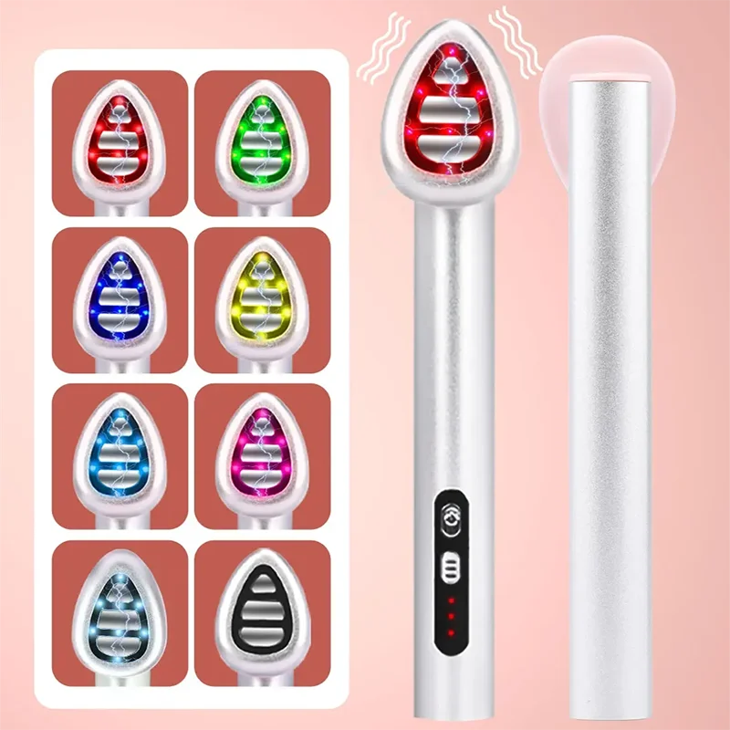 KAKUSAN appareil de beauté lifting du visage 4 en 1 luminothérapie microcourant masseur de visage EMS compresse chaude soins de la peau LED baguette faciale