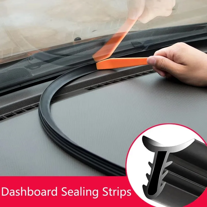 1-6set 1.6m Auto Dashboard Sealing Strip Noise Sound Insulation Rubber Strips Weatherstrip Dustproof Car Seal Dashboard Strip