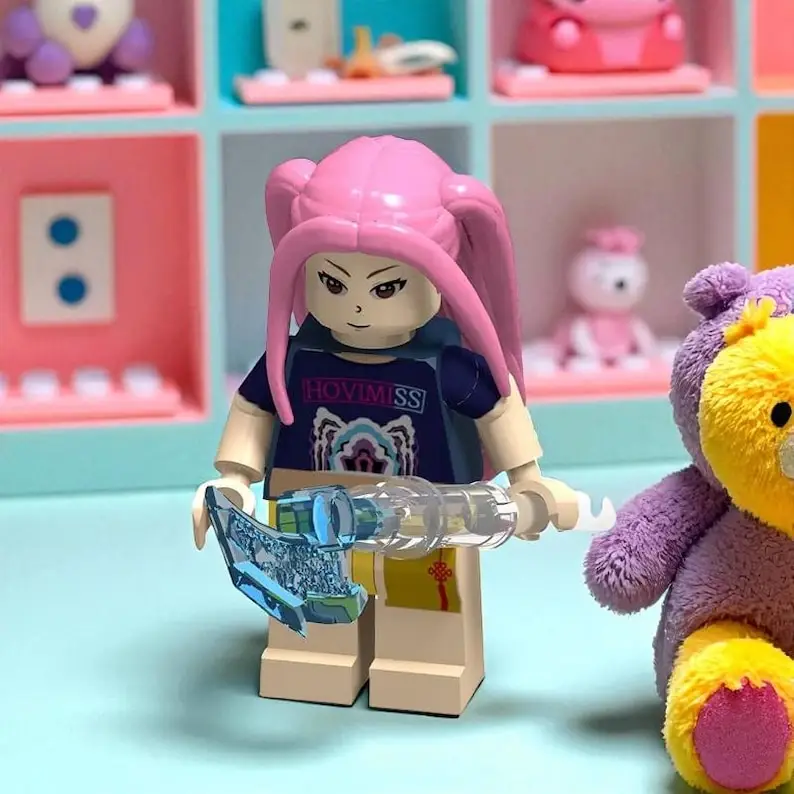 3 pçs kpop demon hunters rumi blocos de construção conjunto, modelo de montagem criativa boneca para crianças adultos coletores, construção educacional