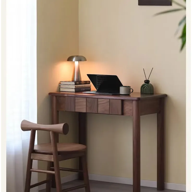 H1  Home Furnishing All Black Walnut Desk Nordic Modern Simple All Solid Wood Desk Home Study Computer Desk