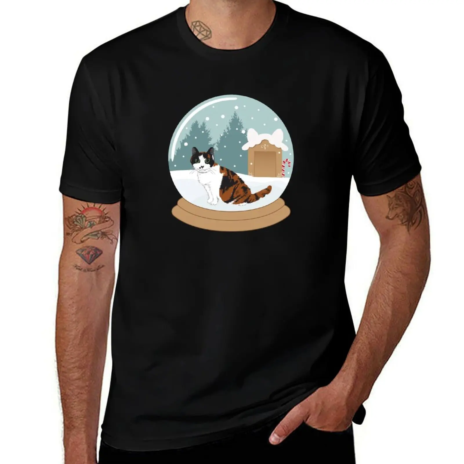 Warm Fuzzy Wishes Cat Snow Globe T-Shirt t shirt personalised T-Shirt