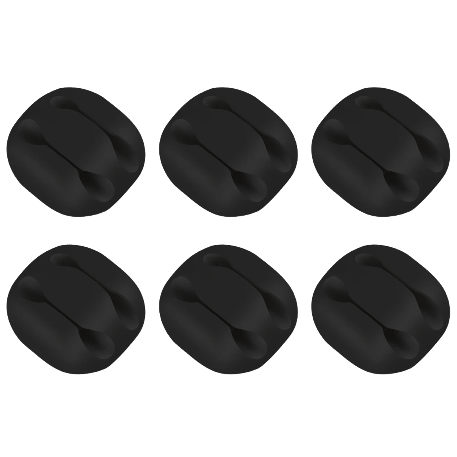 Clip per cavi Clip per cavi 3,5 * 3,5 cm 6 pezzi Custodia in gomma morbida Fermo per cavi a due fori Desktop per ganci da 6 mm per uso domestico