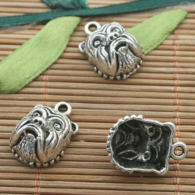 

20pcs 18*13mm Dark Silver Tone Bull Dog Head Charms H3251 Charms for Jewelry Making