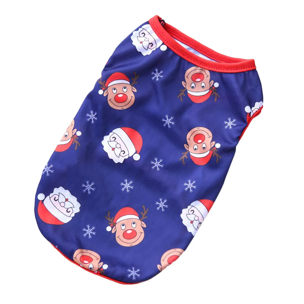 

1Pcs Christmas Pet Vest Dog Polyester Clothes Xmas Costume Comfortable Warm Cartoon Prints Gift Dog Clothes Xmas Pet Costume