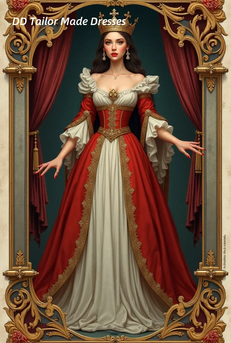 

Medieval Queen Prom Dress Vintage Masquerade Gown Flare Sleeves Off Shoulder A-Line Baroque Renaissance Costume Customized