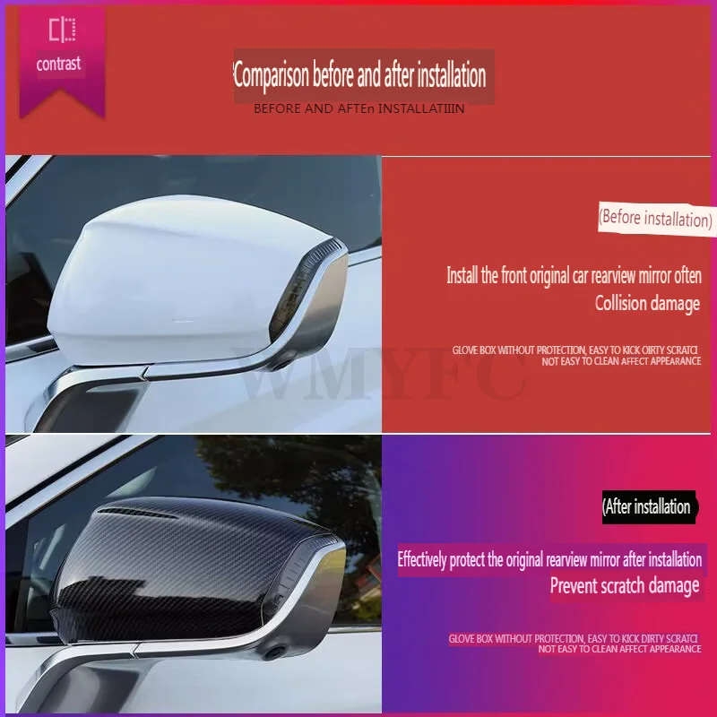 Car Rearview Mirror Cover Cap Trim Exterior Accessories For Geely Tugella /Tugella S 2020 2021 2022 2023 2024