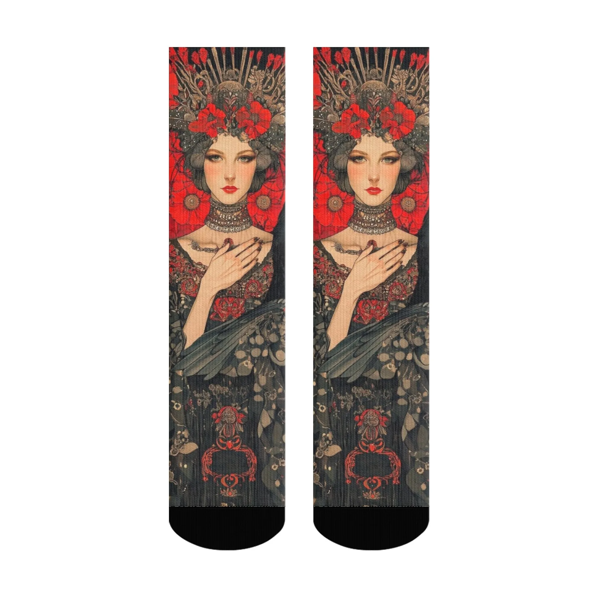 زوج واحد من الجوارب منتصف الساق للجنسين، نمط فني آلهة قديمة، نمط أزياء الشارع، جوارب سعيدة مبتكرة، لوح تزلج #2