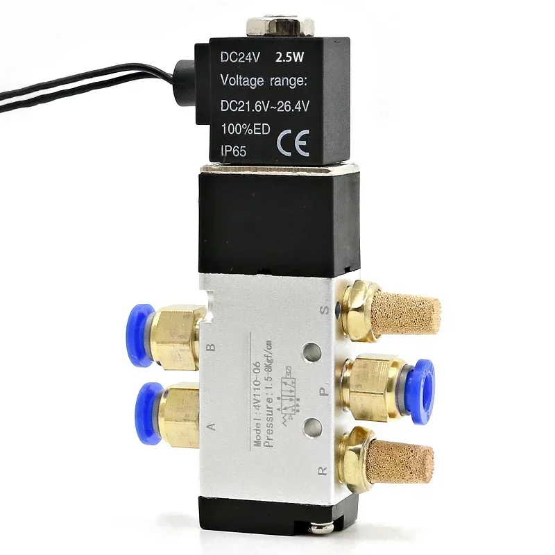 4V110-06 1/8 Bsp Air Solenoid Valve 5 Way Port 2 Position Gas Pneumatic Electric Magnetic Valves DC12V 24V 110 V220V Coil Volt