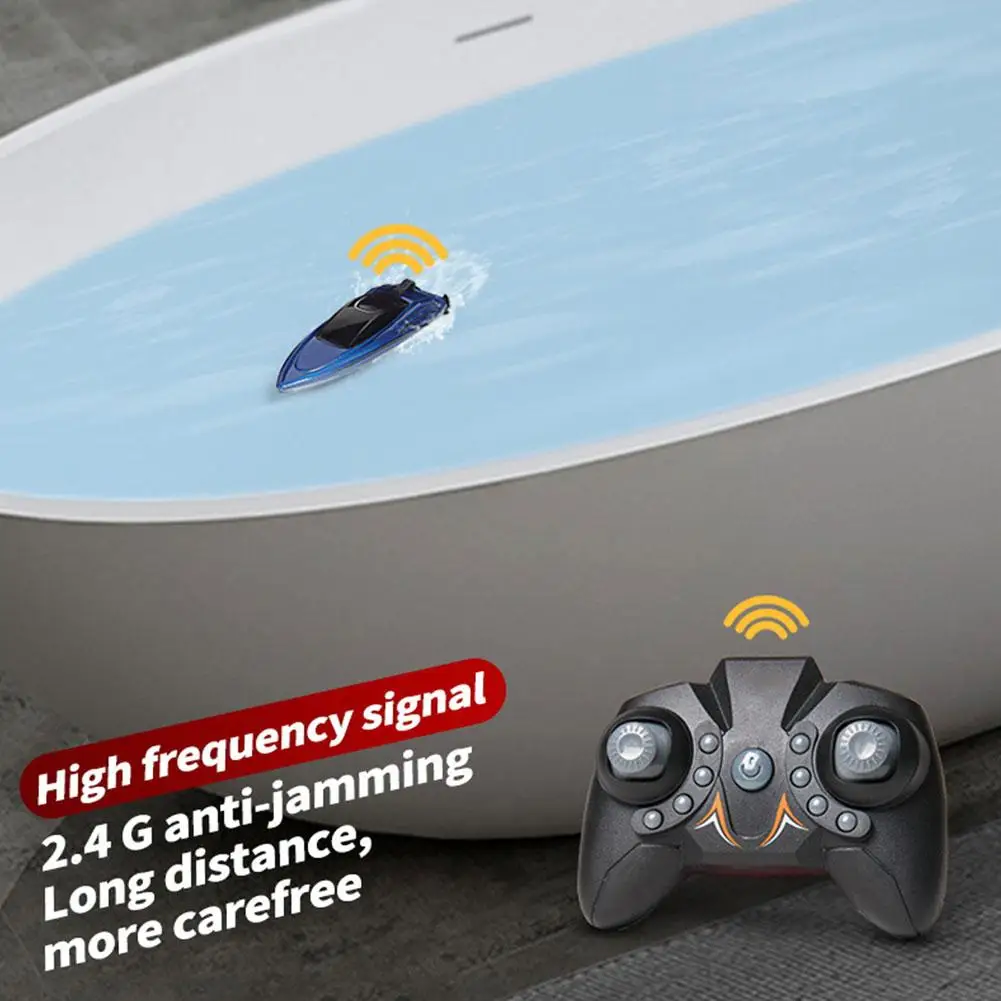 Waterdichte 2.4Ghz Mini Afstandsbediening Boot Elektrische Rc Speedboot Met Één Klik Versnelling Water Speelgoed Voor Kinderen Vakantie Feest Cadeau