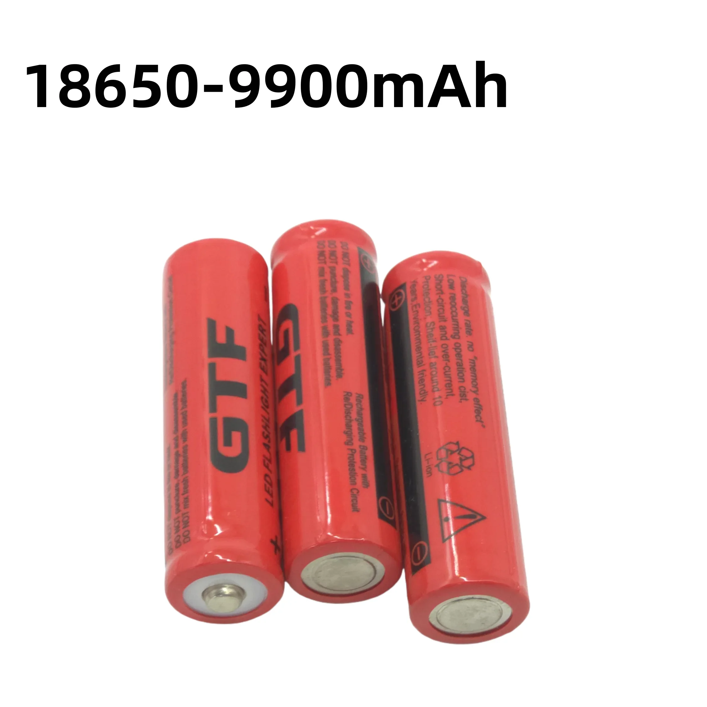 18650 Li-ion Battery 9900mAh 3.7V Pointed Top, 3A Discharge Cell For Flashlight Torch, Stable Output Reliable Replacement Power