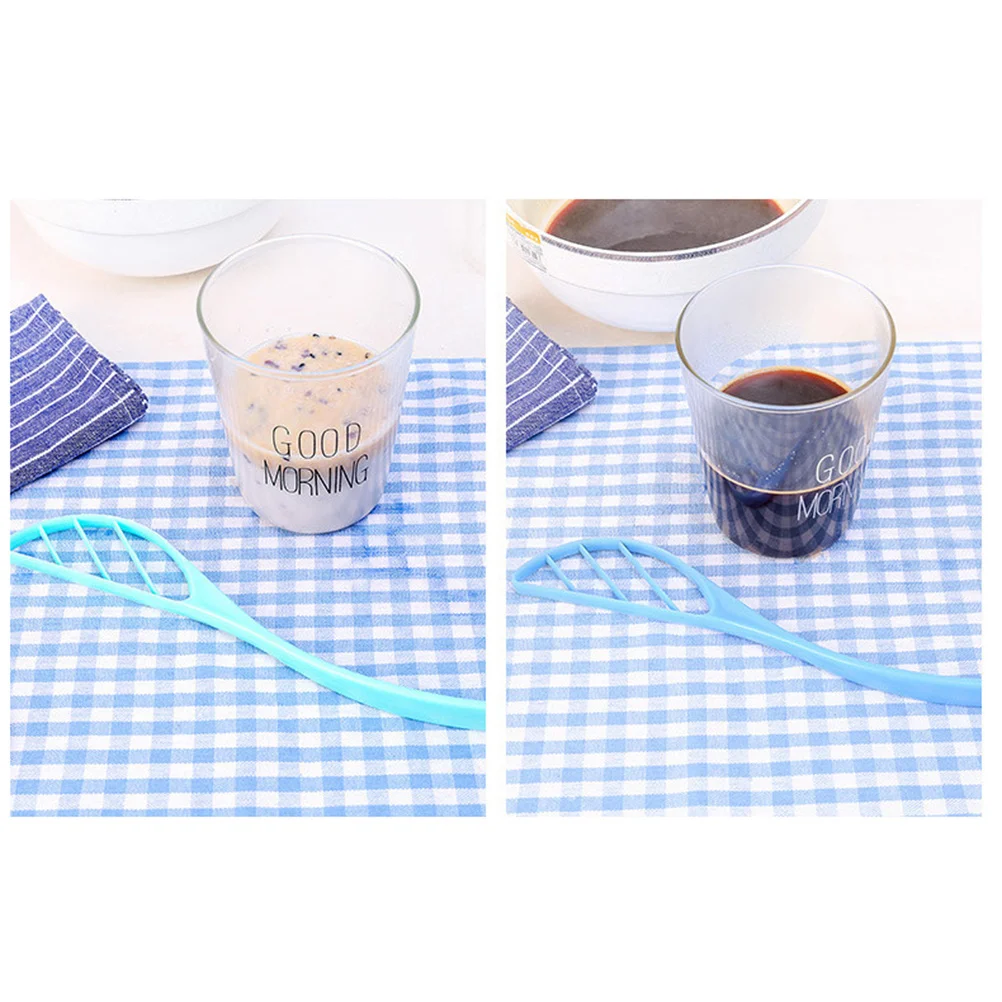 

Ergonomic Plastic Egg Whisk Manual Coffee Stirrer for Dough Juice Oatmeal Non Stick Easy Clean Dishwasher Safe Random Color