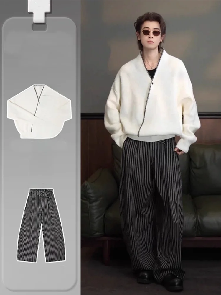 

Толстовка ручной вязки Arctic Fce, мужские свободные широкие брюки-ножи, осенний комплект Faion, длинный свитшот Sve Crew Ne