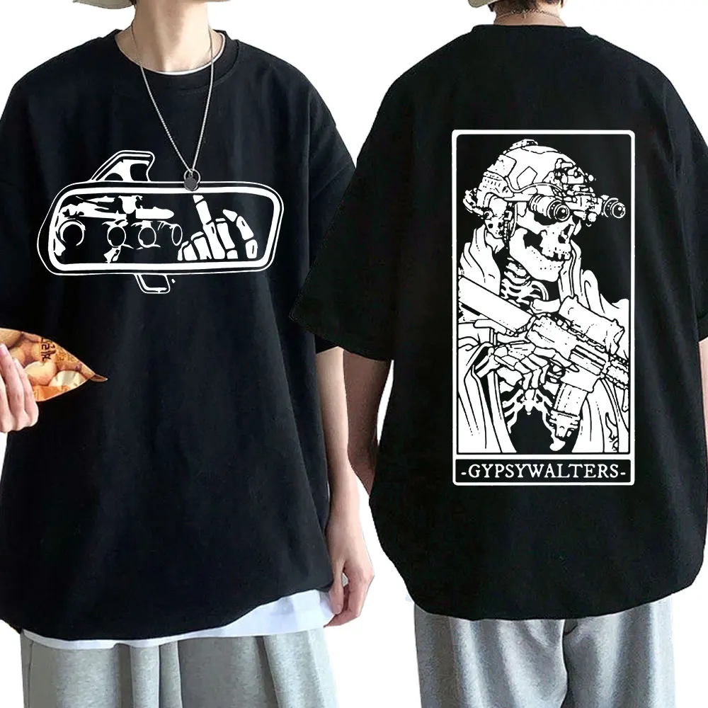 Forward Observations Group GYPSYWALTERS T Shirt Men's Vintage Skeleton Graphic Short Sleeve Oversized T Shirts Cotton Harajuku