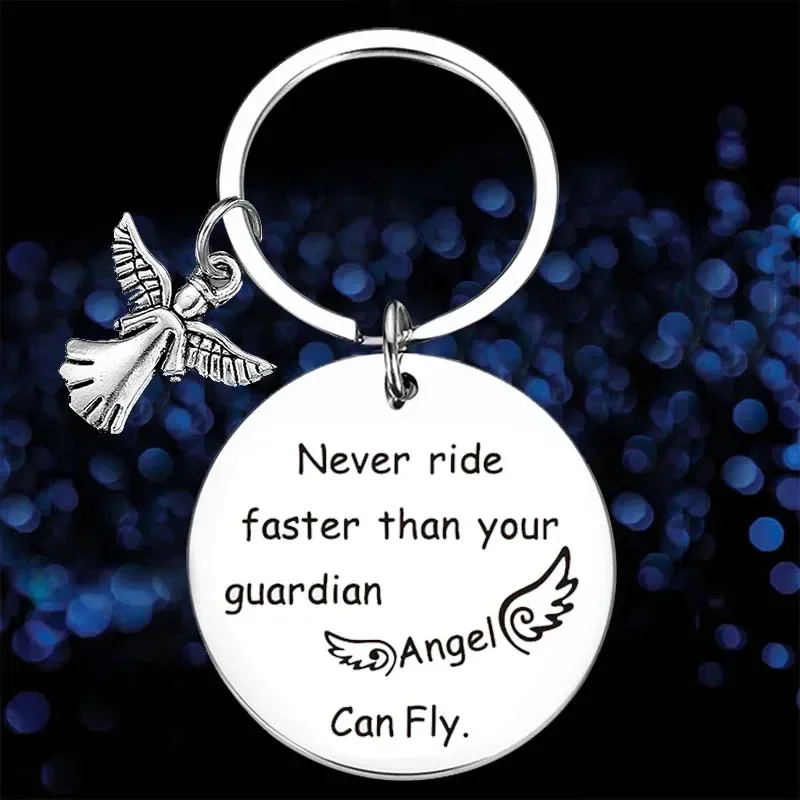 Hot New Daughter Gifts Keychain Pendant Never Drive Faster Than Your Guardian Angel Can Fly Key Chains New Driver Gift