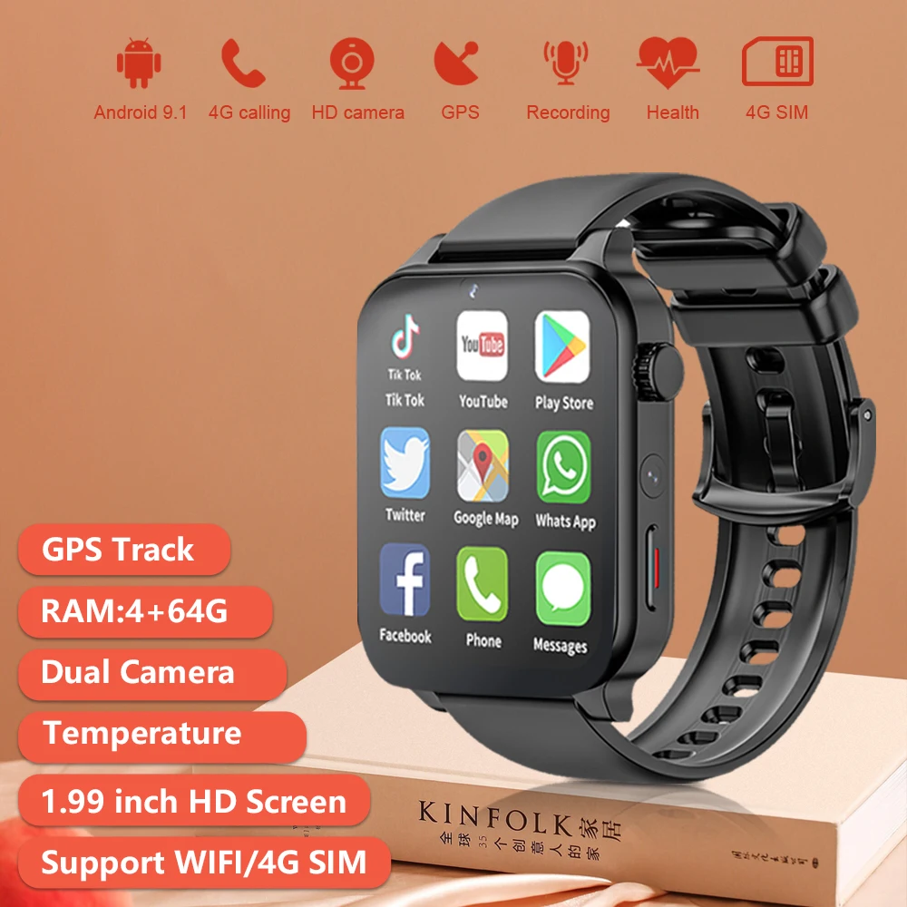 2025 New SIM Smart Watch 4G Network GPS Navigation Wifi NFC Dual Camera 64G ROM Storage Video Music Smartwatches for Android IOS