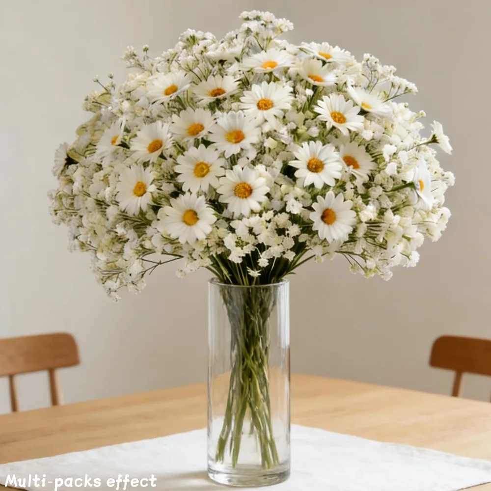 32-teiliges Künstliches Weißes Gänseblümchen- und Schleierkraut-Blumenset, Kunstblumen-Bouquet für DIY Heim-, Büro- und Hochzeitsdekoration 2026 – Detail 9